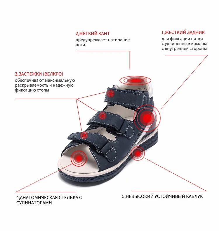Princepard детская ортопедическая обувь сандалии из натуральной кожи для прогулок для мальчика летняя обувь детские ботинки