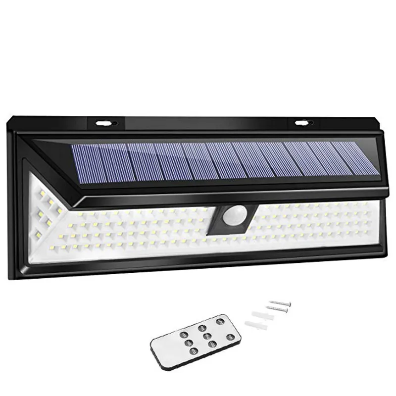 

With Remote 118 LED 3 Modes Garden Solar LED Lights Outdoor Solar Lamp Motion Sensor Waterproof IP65 1000LM Solar Security Light