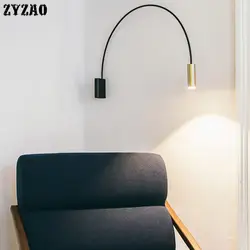 Nordic Минималистский повернуть железная линия стены лампы для столовой комнаты прихожей для коридора спальни прикроватный лампы