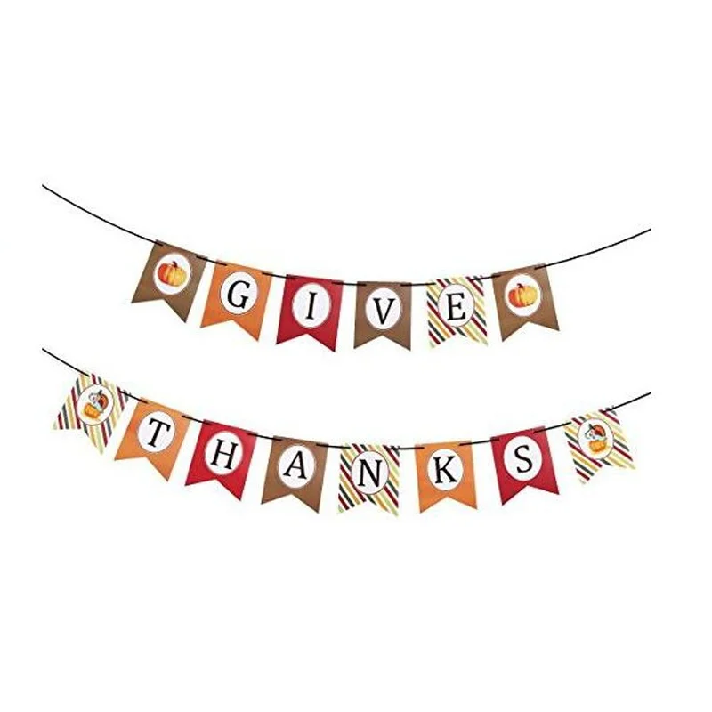 

1 set Kawaii Give Thanks Bunting Banner Wedding Party Decor Supplies Happy Thanksgiving Decoration Banners