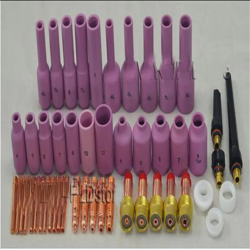 50pcs Consumables kit for TIG Welding Torch 50pcs WP-17/18/26 With Alumina Nozzles Back Cap Insulator Collet And Gas Lens 50pcs Consumables kit for TIG Welding Torch 50pcs WP-17/18/26 With Alumina Nozzles Back Cap Insulator Collet And Gas Lens