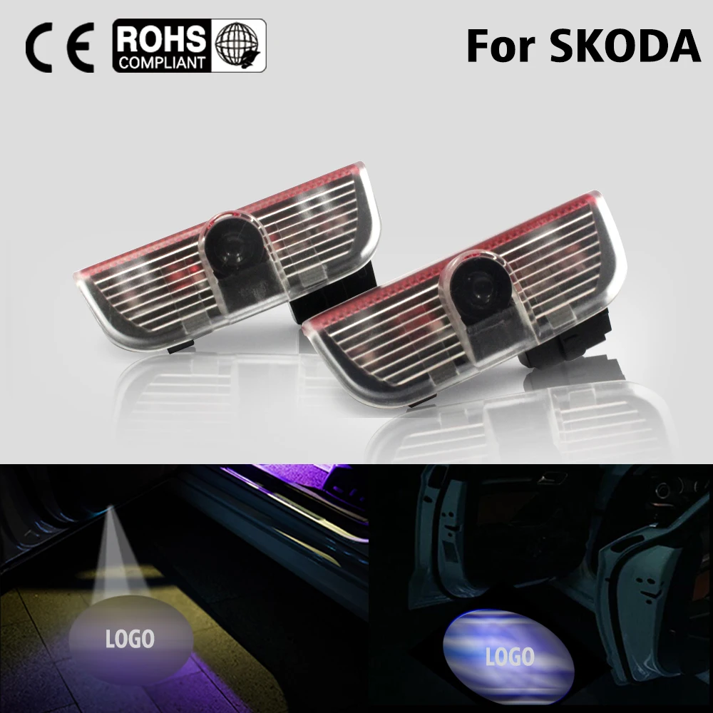 

2 x LED Car Door Welcome Light Laser Projector Logo fit For Skoda Superb 2009 2010 2011 2012 2013 2014 2015