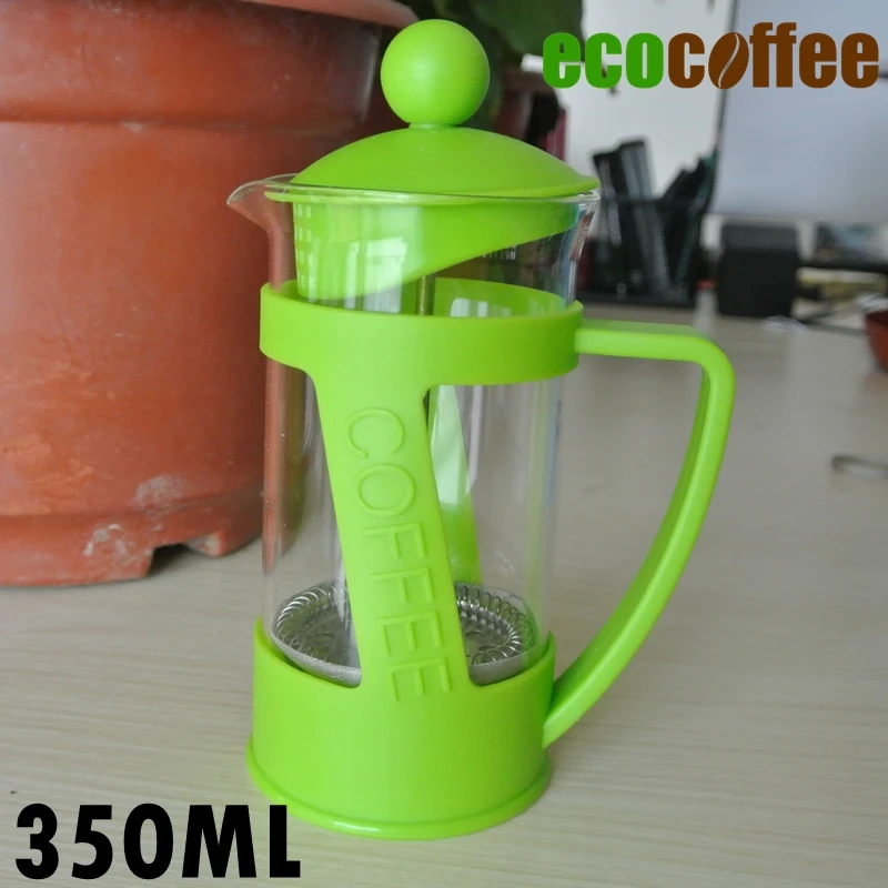  Eco Coffee Accessories Free Shipping 350ML High Quality French Press Coffee Plungers Green one 