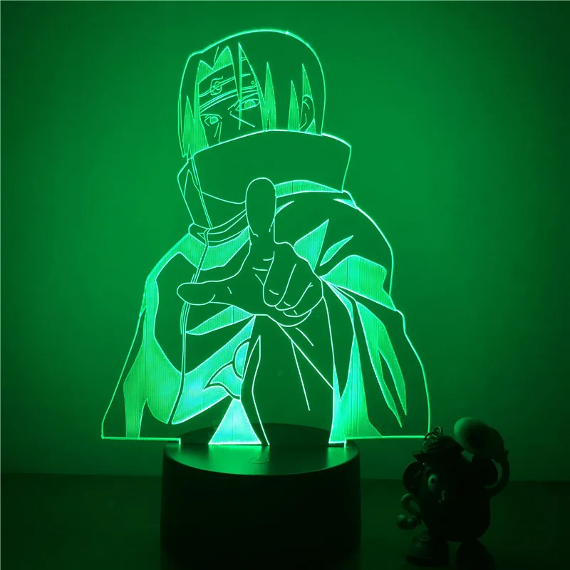 Светодиодный 3d-ночник Итачи Учиха из “Наруто” фигурку 7 цветов сенсорный оптический Иллюзия настольная лампа для дома украшения модель