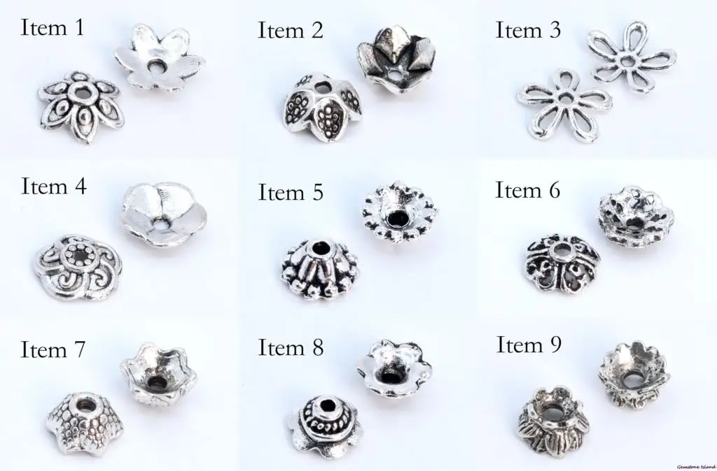 

GemIsland 30 pcs/lot Antique Silver Filigree Bead Cap Spacers End Cap DIY Jewelry Making Multiple Options