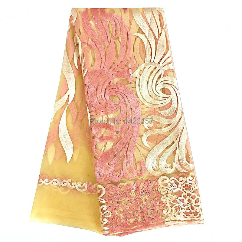 

African Lace Fabric 5 yards Material African Net Lace Fabric High Quality Gold Guipure Fabric 51-52 Inches Nigerian Lace Fabrics