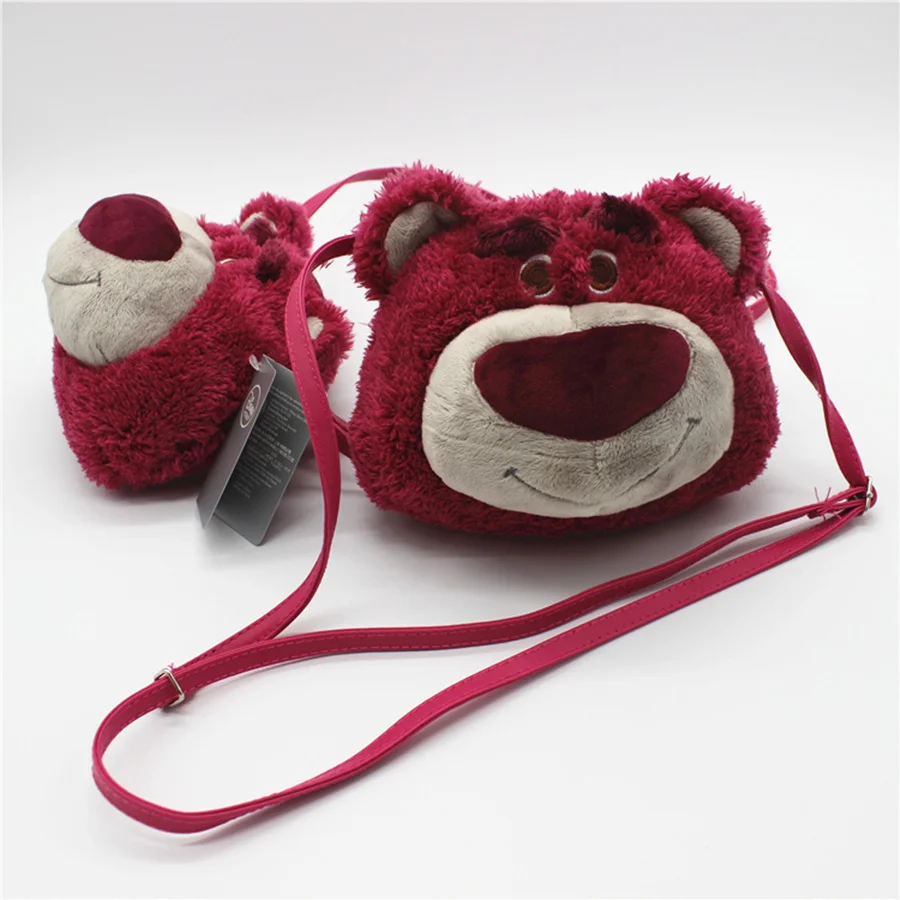 1pcs toy story Lotso Plush Backpacks Kawaii Children Plush Bags Strawberry Bear Lotso Single