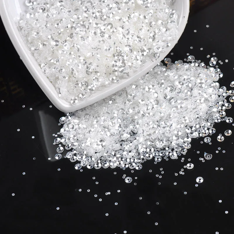 

23g(about 5000pcs) white Round crystal shape Sequins For DIY Garment Clothing accessories Paillette Sewing Craft 3mm C1878