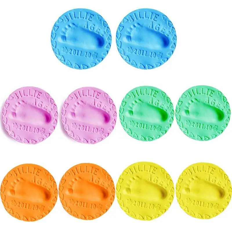 

2pcs Rubber Newborn Baby Hand Footprint Makers Mud Ultra-light Clay Handprint Mud Baby Birthday Souvenirs Inkpads