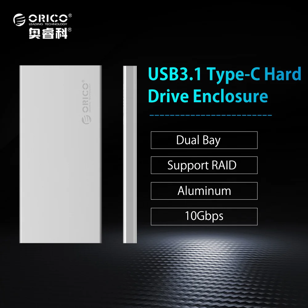 ORICO Aluminum Dual bay 10Gbps M.2 RAID External Hard