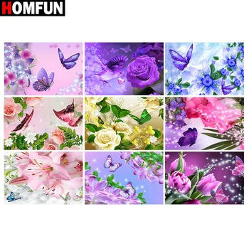 

HOMFUN Full Square/Round Drill 5D DIY Diamond Painting "Flower butterfly" 3D Embroidery Cross Stitch 5D Home Decor