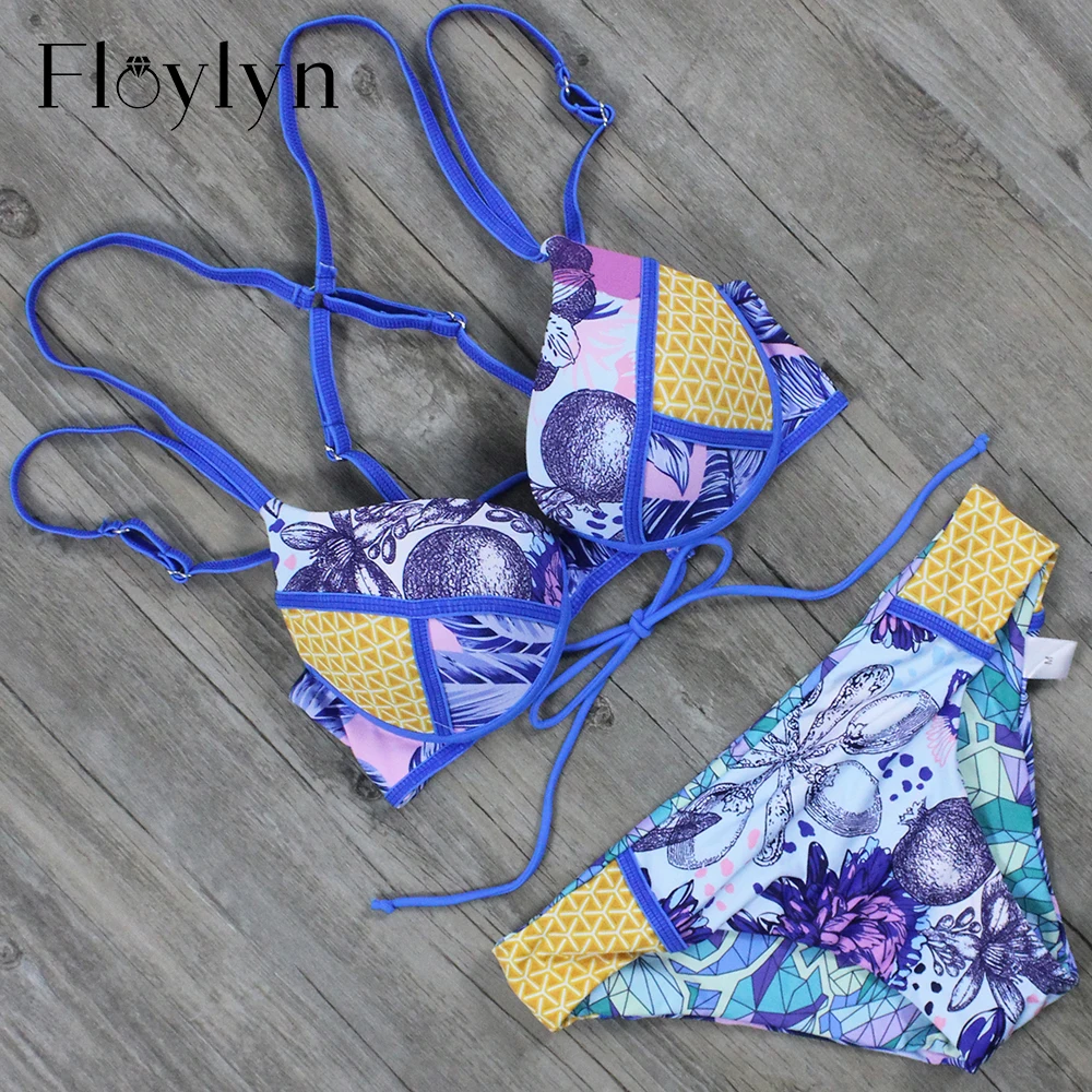 Сексуальный купальник Floylyn 2017 женские бразильские бикини с принтом купальный