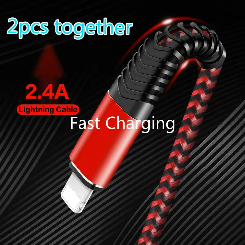 

2pcs together Fast USB Cable 2.4AFor iPhone X XS MAX XR 8 7 6s Plus Cable Charging Cable Mobile Phone Charger Cord Usb DataCable