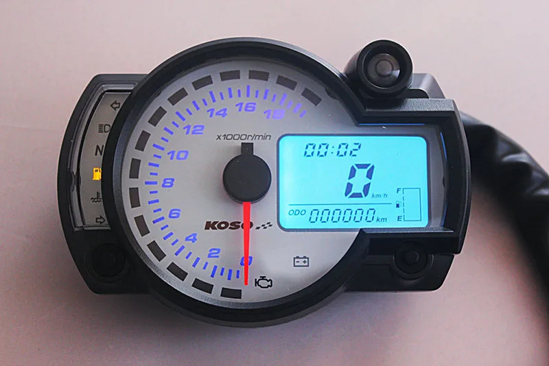 TKOSM современный лазерный KOSO 18000 об/мин Черный Белый ЖК-цифровой одометр для мотоцикла спидометр Регулируемый 7 цветов инструмент мотоцикл