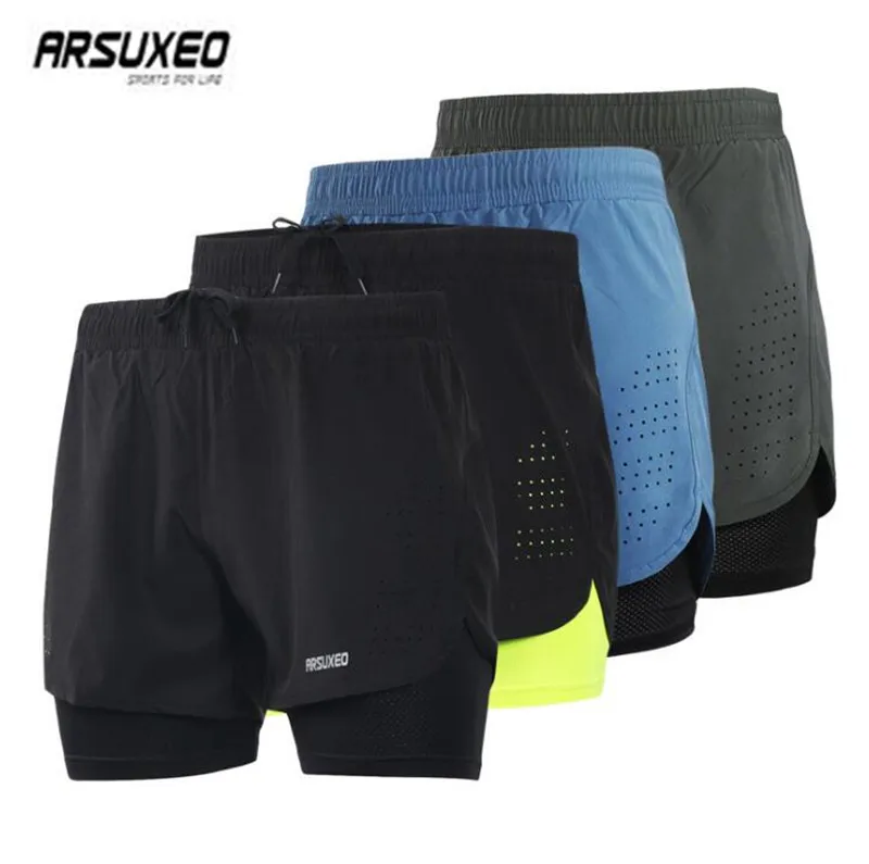 

ARSUXEO Women Men Sports 3" Running Shorts Active Training Exercise Jogging 2 in 1 Shorts With Longer Liner Outdoor Sports
