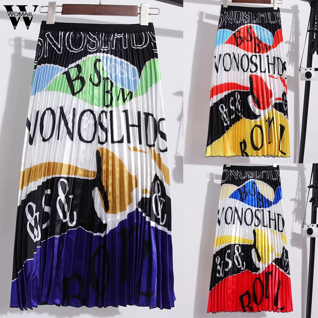 Womail юбки женские летние богемные с высокой талией с буквенным принтом юбки kawaii длинная юбка тонкая повседневная юбка Пляжная J611