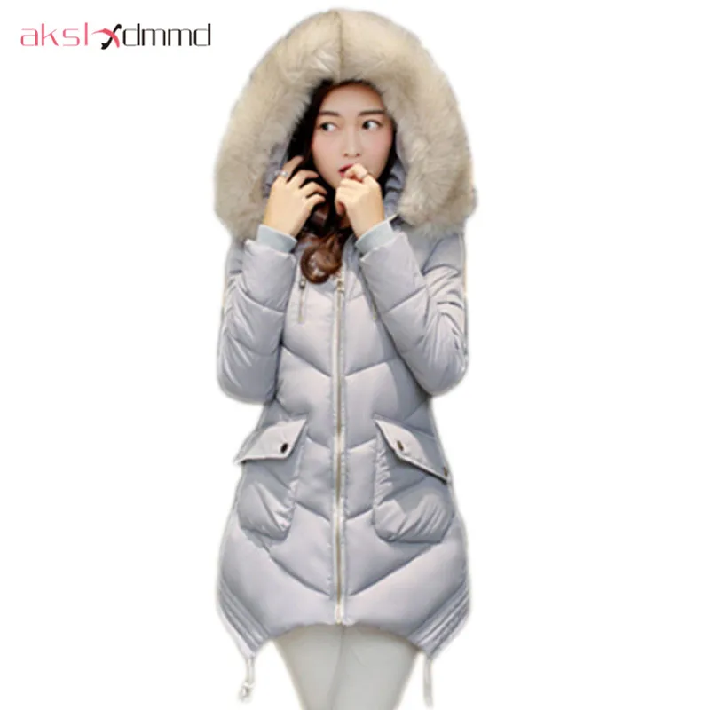

AKSLXDMMD parkas mujer invierno 2017 New Winter Jacket Women Hooded Fur Collar Thick Padded Coat Female Mujer Student LH987