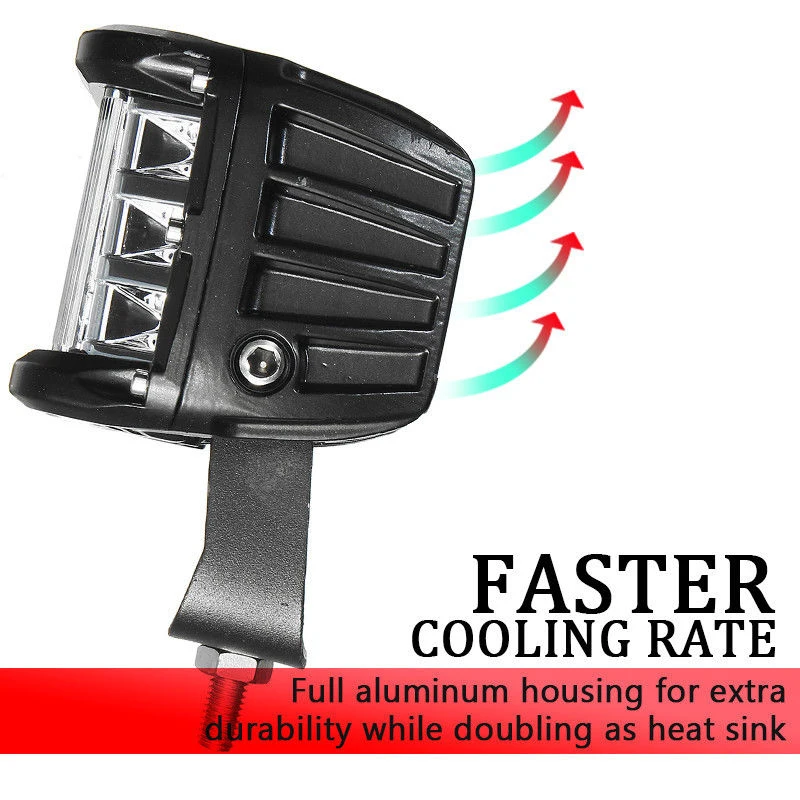 4 Inch 36W LED Side Shooter Work Light Combo Beam White+Amber Offroad Newest