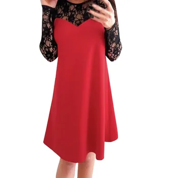 

Sleeper #W401 2019 NEW FASHION Women Long Sleeve Hollow Out Lace Patchwork Evening Party Dress Free Shipping