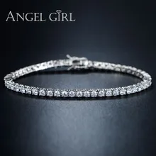 AngelGirl Популярные 4 зубцами серебряные Цвет браслет с 3/4/5 мм CZ Кристалл Камень двойной-безопасность-застежками Браслет-цепочка для женщин