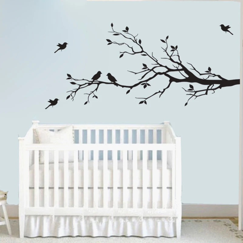 

Branch bird 43cmx91cm vinyl wall decal diy art mural removable tree wall stickers home decor living room