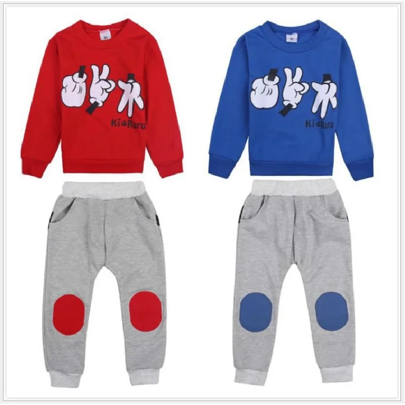 

Red Character Children Clothes Set Baby Boys Sport Suit Kids Tracksuits Sweatshirts Trouser 2 In 1 Suit Morra Finger Terry