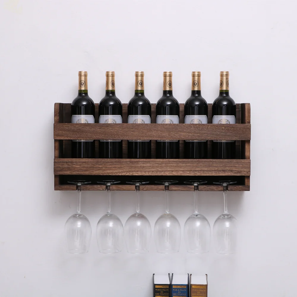 Vintage Wooden Wall Hanging Red Wine Rack Inverted Creative Home Vintage Wooden Wall Hanging Red Wine