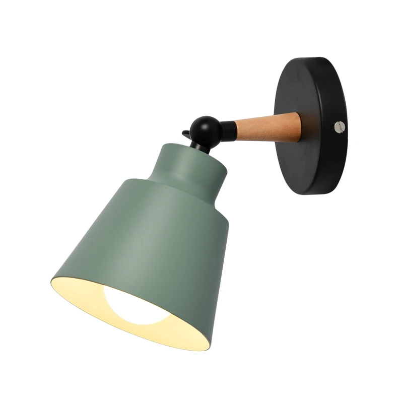  Nordic Wood Wall Lights Bedroom Beside LED Lights Macaroon Modern E27 Wall Lamps LED Restaurant Bar - 32918112210