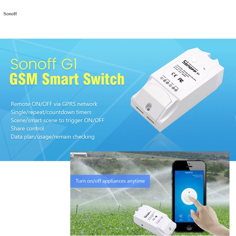 2 шт. Itead Sonoff G1 GPRS/GSM Дистанционного Питания Smart Switch удаленно включить/выключить