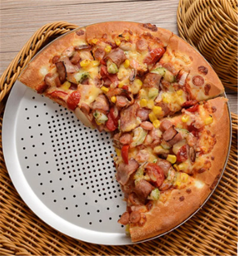 black color hole Nonstick Pizza Baking Pan Tray Plate Dishes Holder Bake ware Baking Tool Accessories Pizza Screen Pan Metal Net