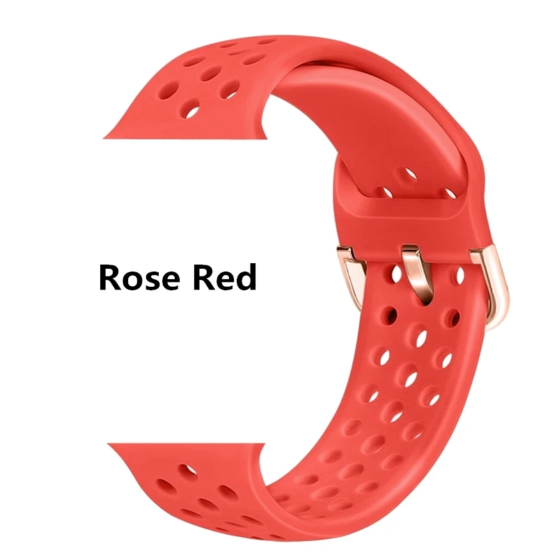 Konaforen дышащий Силикон Спортивный ремешок для Apple Watch Series 4 5 44 мм 40 мм резиновые ремешки для iWatch 3 2 1 42 мм 38 мм - Цвет ремешка: Rose Red