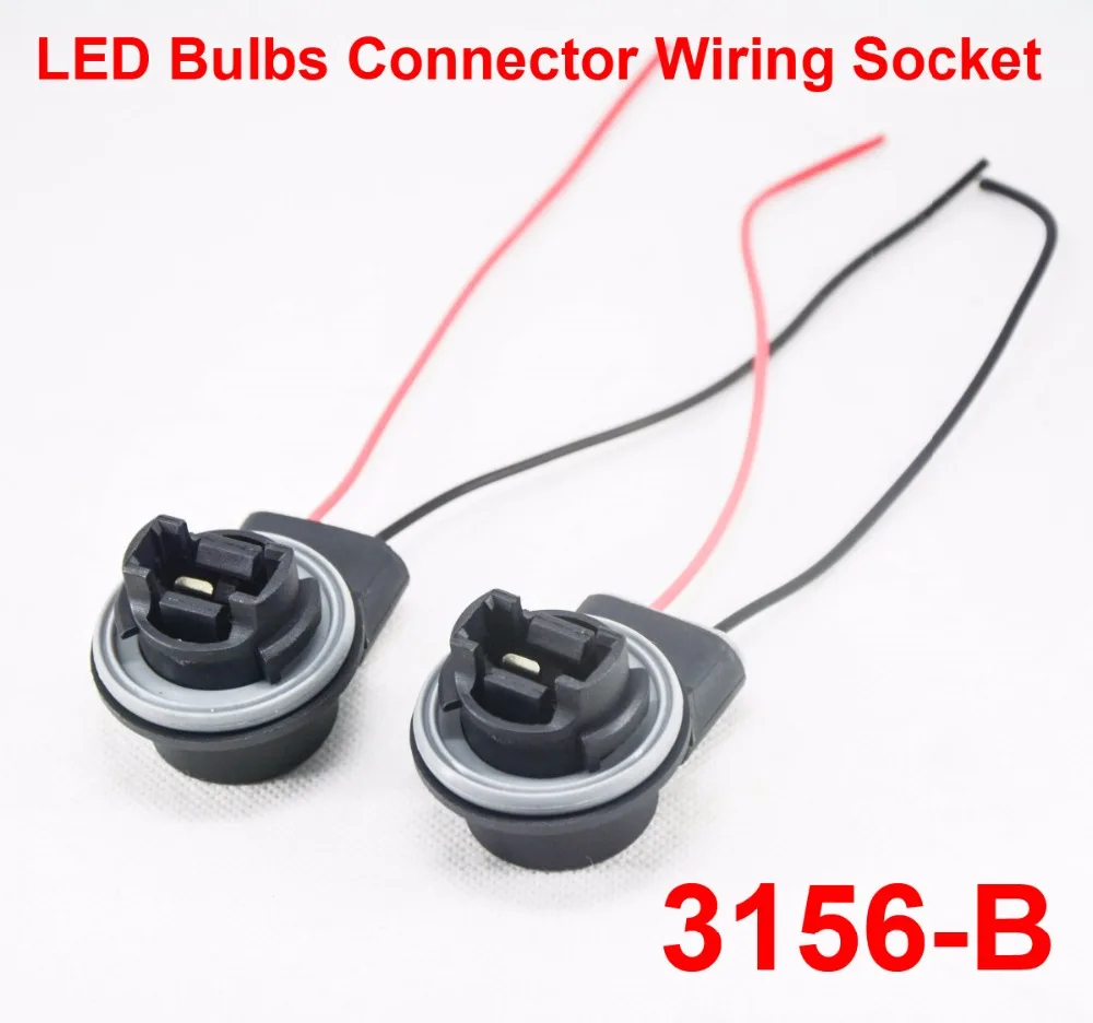 2PCS 3156 3156 B LED Bulbs Holder Socket Wire Connector Extension Reverse Stop Harness Line 1156 1157 3157 7440 7443 BA15S BA15D-in Car Headlight Bulbs(LED) ...