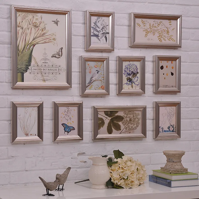 

10 Pieces Europe Style Wedding Photo Frame Sets Retro Wood Picture Frame Luxury Combination Wall Home Decor Free Shipping