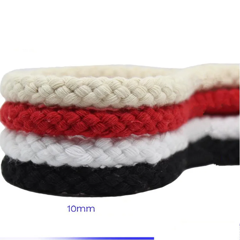 

10mmX5m/pcs DIY hand weaving rope cord red bleach white black coarse eight strands of cotton rope woven strapping rope