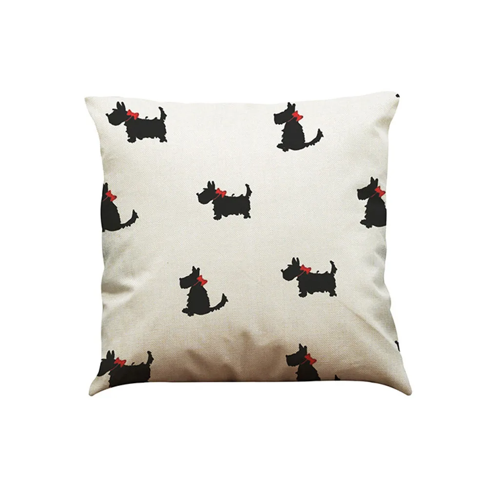 

Pillow Case Cover Square 45cm*45cm Linen Pillow Cases Bedding Vintage Dog Cotton Sofa Waist Throw Cushion Home Car Decor L528