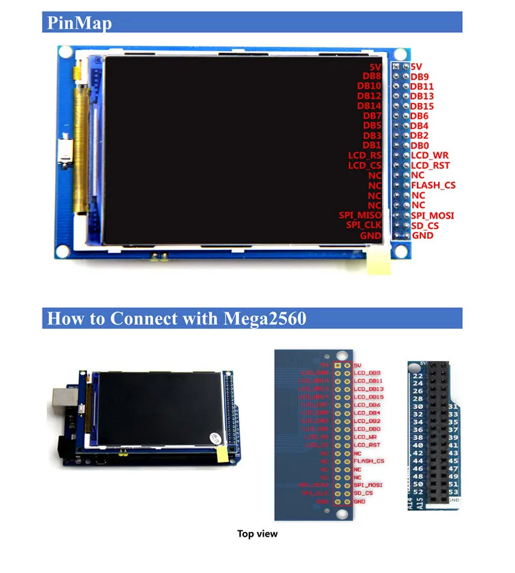 DEWIN Modulo Schermo TFT LCD da 3,5 Pollici No Touch HD Adatto per Scheda Arduino Uno e Mega 2560 Fai-da-Te risoluzioni 480x320
