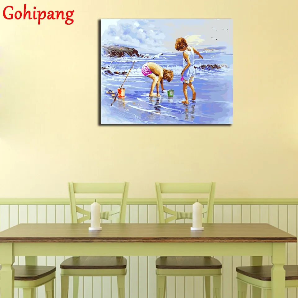 Sommer Meer Kinder Wandkunst Modulare Bild Malen Nach Zahlen Digitale Olgemalde Auf Leinwand 4050 Cm Cuadros Decoracion Paintings On Canvas Painting On Numberpainting Picture Aliexpress