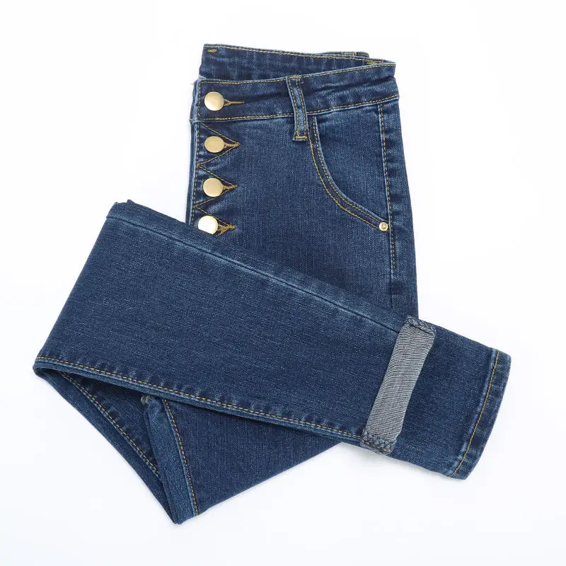 Черные джинсы для женщин, Стрейчевые обтягивающие джинсы с высокой талией, женские синие джинсовые узкие брюки, женские облегающие уличные джинсы больших размеров Q1240