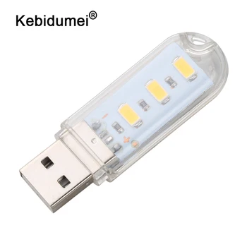

kebidumei Mini 5V USB LED Night Light 3/8 LED Desk Reading lamp Book USB Gadget for PC Computer USB device For Camping wholesale