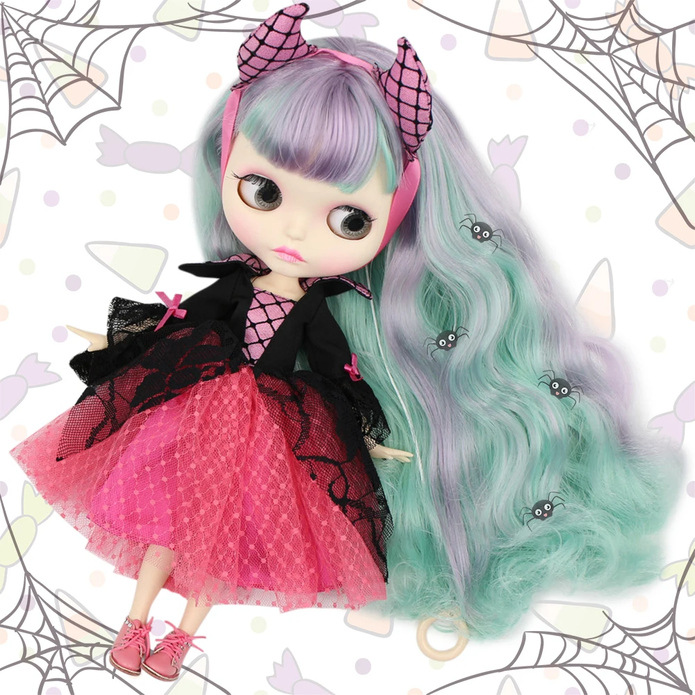 

Blyth doll Halloween Combination Student school uniform with carved lips matte face joint body,clothes,shoes 1/6 BJD