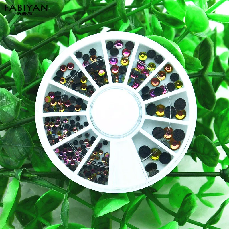 

Mixed Size Acrylic Round 3D Tips Crystal Rhinestone Gems Glitter Wheel Beauty Nail Art Decoration Manicure Accessories DIY Tools