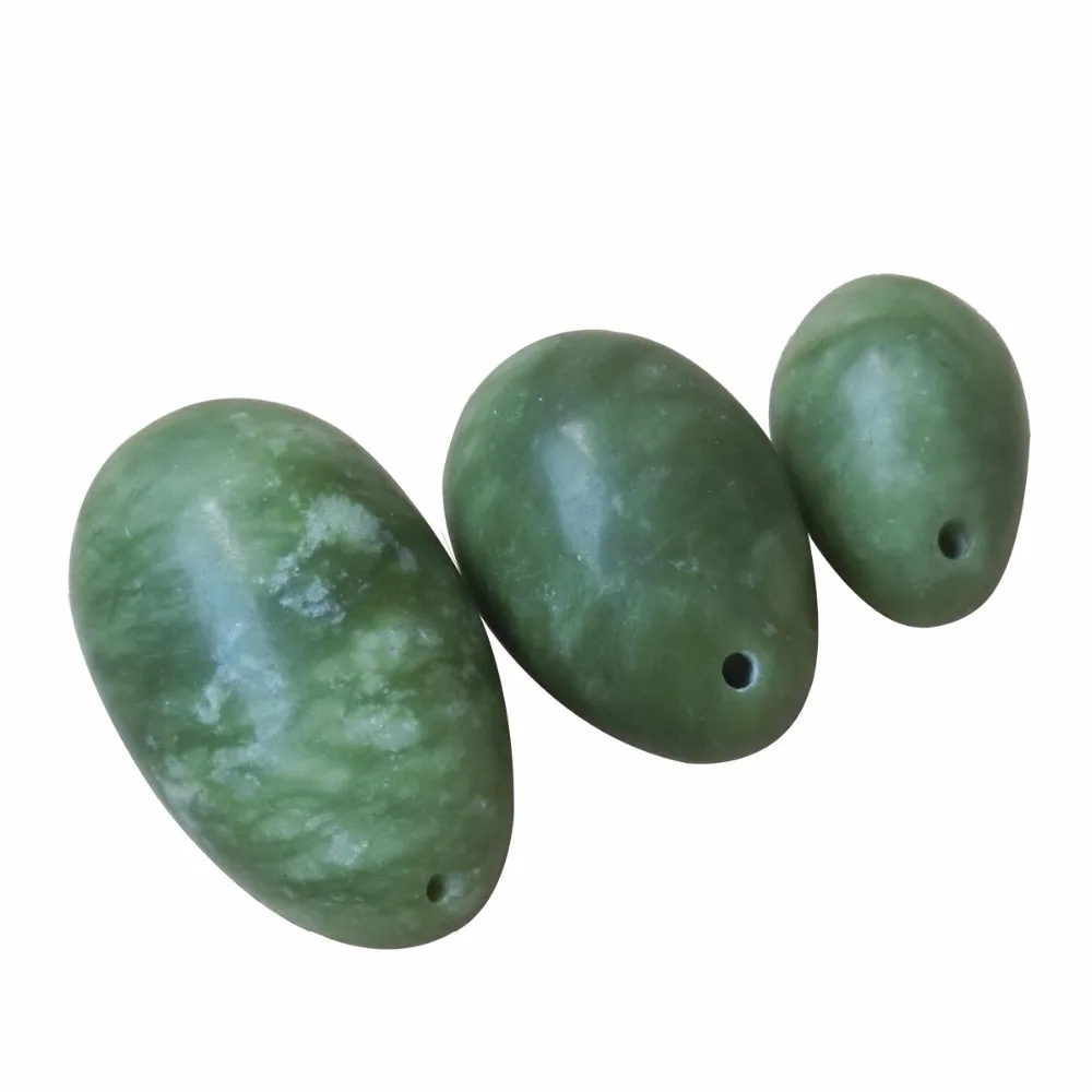 3 шт./компл. нефрит для массажа камень Dilled натуральный зеленый яйцо из нефрита для Для женщин Упражнение Кегеля укрепление вагинальный