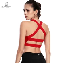 Ovesport крест ремешок спинки Спорт Бюстгальтеры для женщин Для женщин schokproof Бег Йога Топ пикантные сетчатые отделкой тренировки рубашка Топики дамы Фитнес бюстгальтер