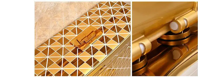 Artistic Golden Diamonds Style One Piece Closestool Siphon Jet Fluishing S-Trap Floor Mounted Luxious Villa Bathroom Seat Toilet