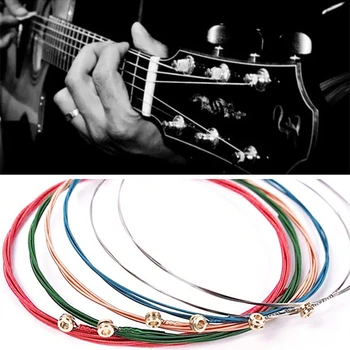 1 zestaw 6 sztuk Rainbow kolorowe struny do gitary E-A dla akustyczna gitara folkowa gitara klasyczna wielokolorowy części do gitary tanie i dobre opinie CN (pochodzenie) guitar strings XY19040902