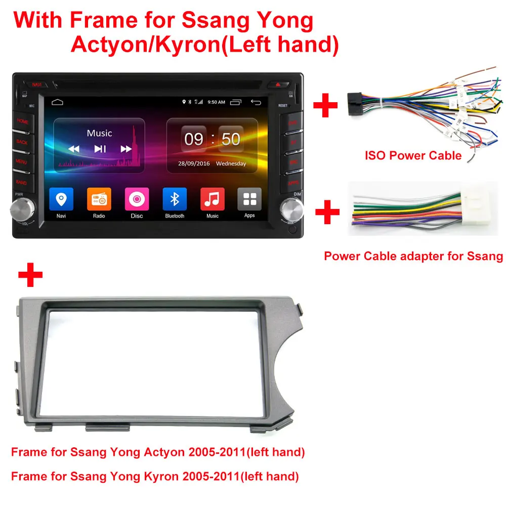

Universal 2din Android 6.0 Car DVD player For PEUGEOT 307 Car Ssang Yong Actyon/Kyron 2005-2011(left hand) Car VW old series car
