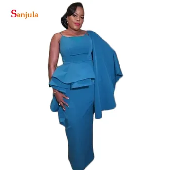 

African Satin Mother of the Bride Dresses Wide-waisted Ruffles Waist Evening Party Dress for Women vestido de madrina D272