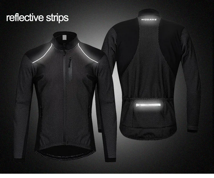 WOSAWE Winter Thin Thermal Fleece Cycling Jacket Men's Warm MTB Bike Clothing Sportswear Windbreaker Water Repellent Sports Coat WOSAWE Winter Thin Thermal Fleece Cycling Jacket Men's Warm MTB Bike Clothing Sportswear Windbreaker Water Repellent Sports Coat