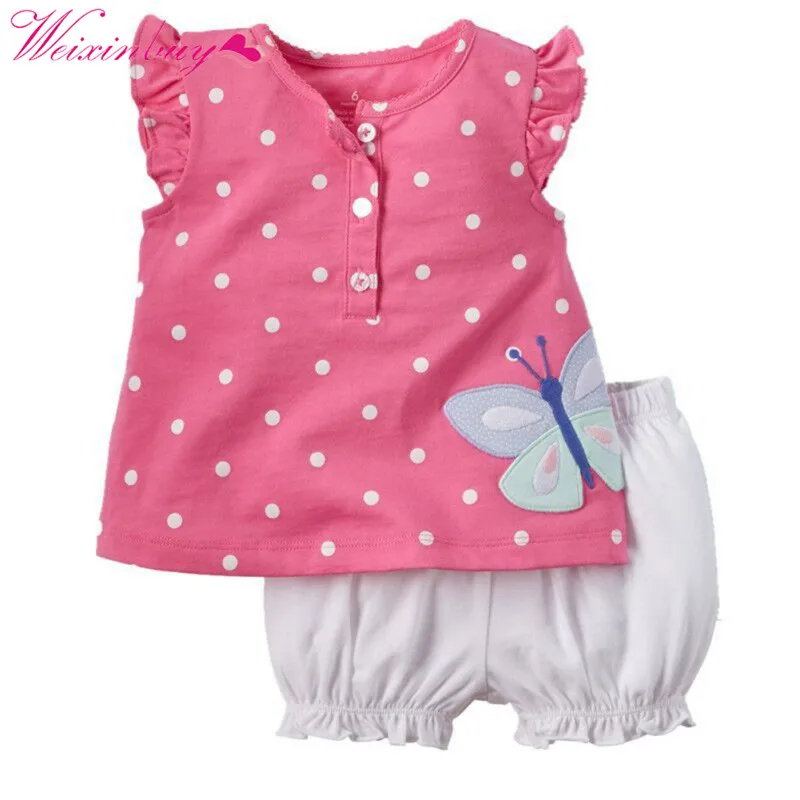 2pcs/SET Kids Child Girl Infant Baby Top + Pants Outfit Toddler