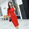 2022 Autumn Sexy Party Dresses Women Three-quarter Sleeve O Neck Vintage Dresses Bodycon Office Vestidos Bandage Pencil Dress ► Photo 2/6